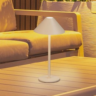 FH Lighting LED tafellamp Prato, zandkleurig Hoogte 25 cm Metaal IP54