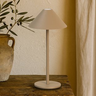 FH Lighting LED tafellamp Prato, greige, hoogte 25 cm metaal IP54