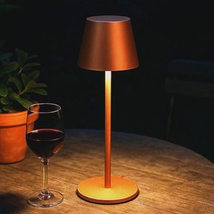 FH Lighting LED tafellamp op accu Viletto, roestkleurig, hoogte 36 cm, IP54