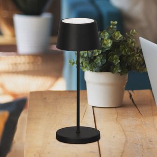 FH Lighting LED-batterij-tafellamp Asena Pro zandzwart, 30 cm metaal IP54