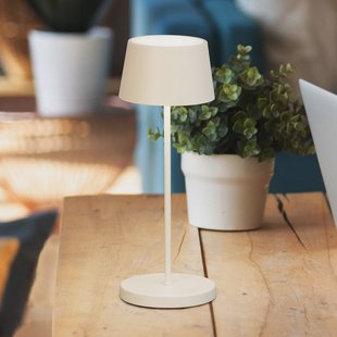 FH Lighting LED tafellamp Asena Pro zandbeige, 30 cm metaal IP54