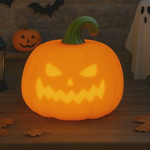 FH Lighting LED-batterijlamp Richy, oranje, Ø 11 cm, siliconen