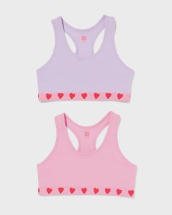 HEMA Kinder crop tops hartjes - 2 stuks roze (roze)