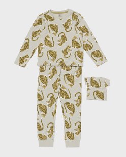 HEMA Kinderpyjama tijger met poppenpyjama lichtgroen (lichtgroen)