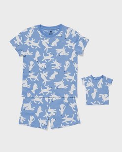 HEMA Kindershortama honden met poppenpyjama blauw (blauw)