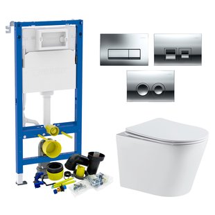 Geberit up100 Toiletset | Sanilux Turbo Flush | Wandcloset | Wit | Delta Drukplaat