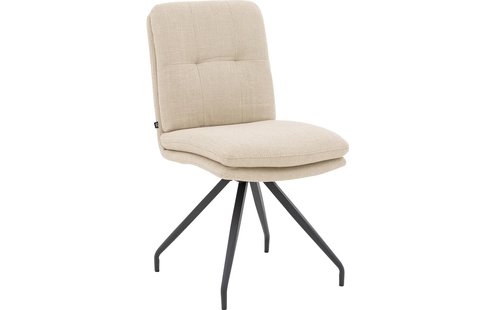 Goossens Eetkamerstoel Mirthe beige stof graden draaibaar leuning, modern design