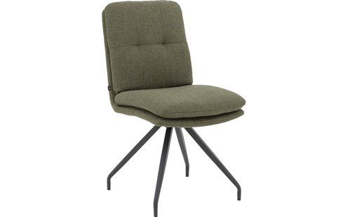 Goossens Eetkamerstoel Mirthe groen stof graden draaibaar leuning, modern design