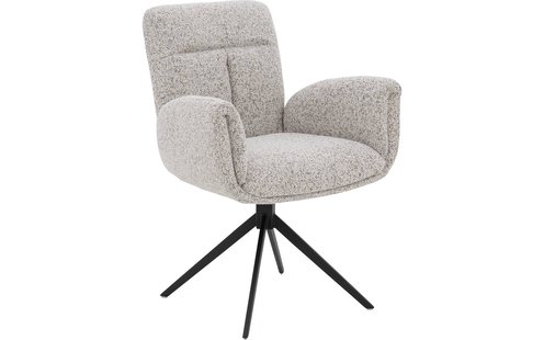 Goossens Eetkamerstoel Evy beige stof graden draaibaar met armleuning, modern design