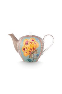Pip Studio Theepot Groot Blooming Tales Fantasy Khaki/Blauw 1.6ltr