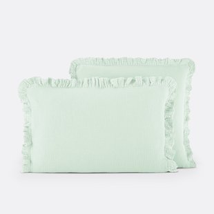 Effen kussensloop in tetra, met volant, Kumla