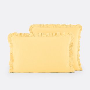 Effen kussensloop in tetra, met volant, Kumla