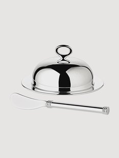 Verzilverde botervlootset Jago met mes, 4-delig