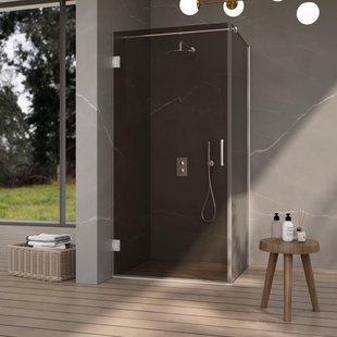 Fortifura Galeria Douchecabine - 100x120x200cm - scharnieren - deurgreep - vlak - rookglas - Chroom SW1122559/SW1122560/SW797904/SW797944