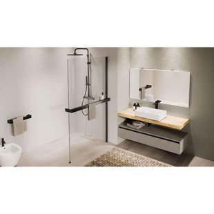 Novellini Kuadra Frame profiel - met handdoekhouder - voor douchewand - uitvoering rechts - black chrome r80kufresofd-n