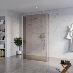 Fortifura Galeria Vrijstaande Inloopdouche - 120x200cm - Rookglas - antikalk - 8mm veiligheidsglas - 2 zijwanden 30cm - wandsteunen en hoekprofielen - Chroom SW927766 2x/SW797944/SW797930 2x/SW358024 2x