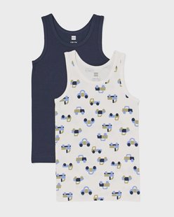 HEMA Kindersinglets auto's - 2 stuks wit (wit)