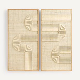 Muurdecoratie in duo, geweven palm, Telaga