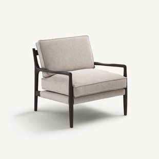 Fauteuil in gebeitst essenhout en gemêleerde katoenen stof, DILMA