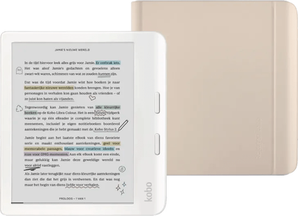 Kobo Libra Colour Wit + Sleep Cover Beige