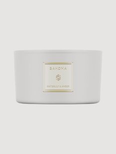 Handgegoten 3-lonts geurkaars Waterlily &amp; Amber (neroli, roos, sandelhout)