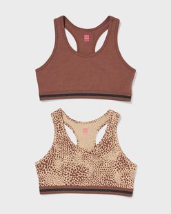 HEMA Kinder crop tops luipaard - 2 stuks bruin (bruin)