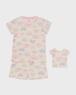 HEMA Kindershortama regenboog met poppenpyjama multi (multi)