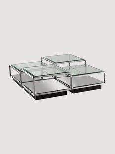 Handgemaakte salontafels Tortona met glazen bladen, 4-delig