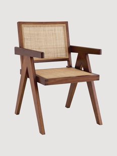 Handgeweven armstoel Aristide van Mindi-hout met Weens vlechtwerk