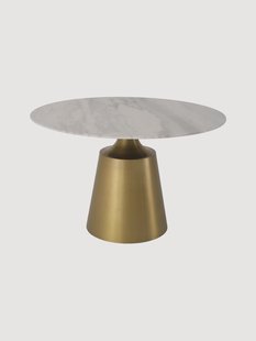 Ronde eettafel Nathan met marmeren blad, handgemaakt