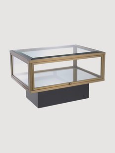 Salontafel Ryan met glazen tafelblad en spiegelende plank