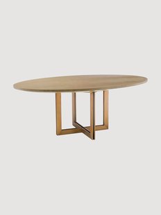 Ovale eettafel Melchior met houten blad