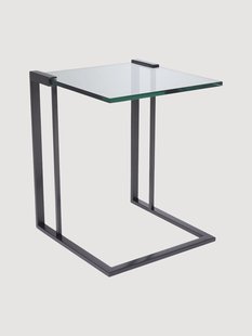 Metalen bijzettafel Perry met glazen tafelblad