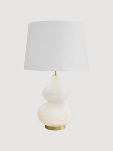 Tafellamp Cavo van albast met linnen lampenkap