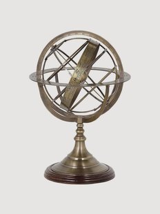 Handgemaakt decoratief object Globe met mangohouten voet