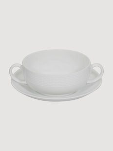 Porseleinen bouillonkom Cesta met schotel