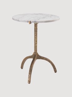 Ronde metalen bijzettafel Cortina met granieten blad