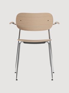 Eikenhouten eetkamerstoel Chrome met armleuning