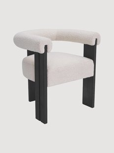 Boucl&eacute; eetkamerstoel Percy met houten poten