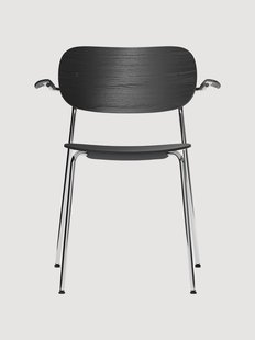 Eikenhouten eetkamerstoel Chrome met armleuning