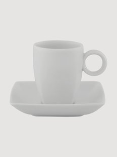 Porseleinen espressokopje Carr&eacute; met schoteltje