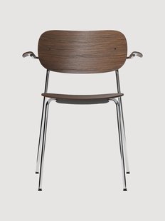 Eetkamerstoel Chrome met armleuning van eikenhout