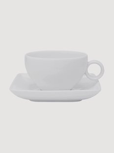Porseleinen theekopje Carr&eacute; met schoteltje