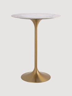 Ronde metalen bartafel Tazio met marmerlook tafelblad