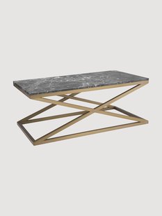 Metalen salontafel Criss Cross met marmeren tafelblad