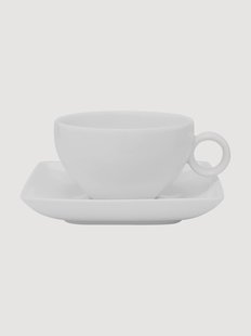 Porseleinen theekopje Carr&eacute; met schoteltje