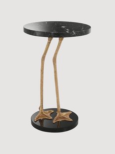 Ronde bijzettafel Lagoon met marmeren blad &amp; granieten voet, handgemaakt