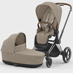 Cybex Priam4 compleet Chrome met bruine handvatten
