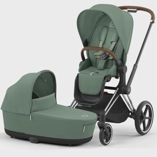Cybex Priam4 compleet Chrome met bruine handvatten