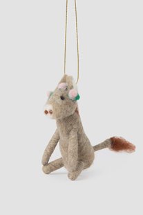 Grijs vilten ezel paasornament